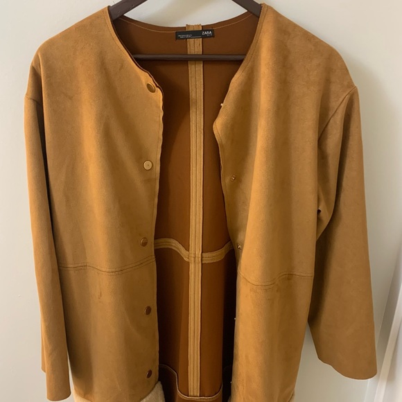 ZARA suede jacket with faux fur - Picture 5 of 9